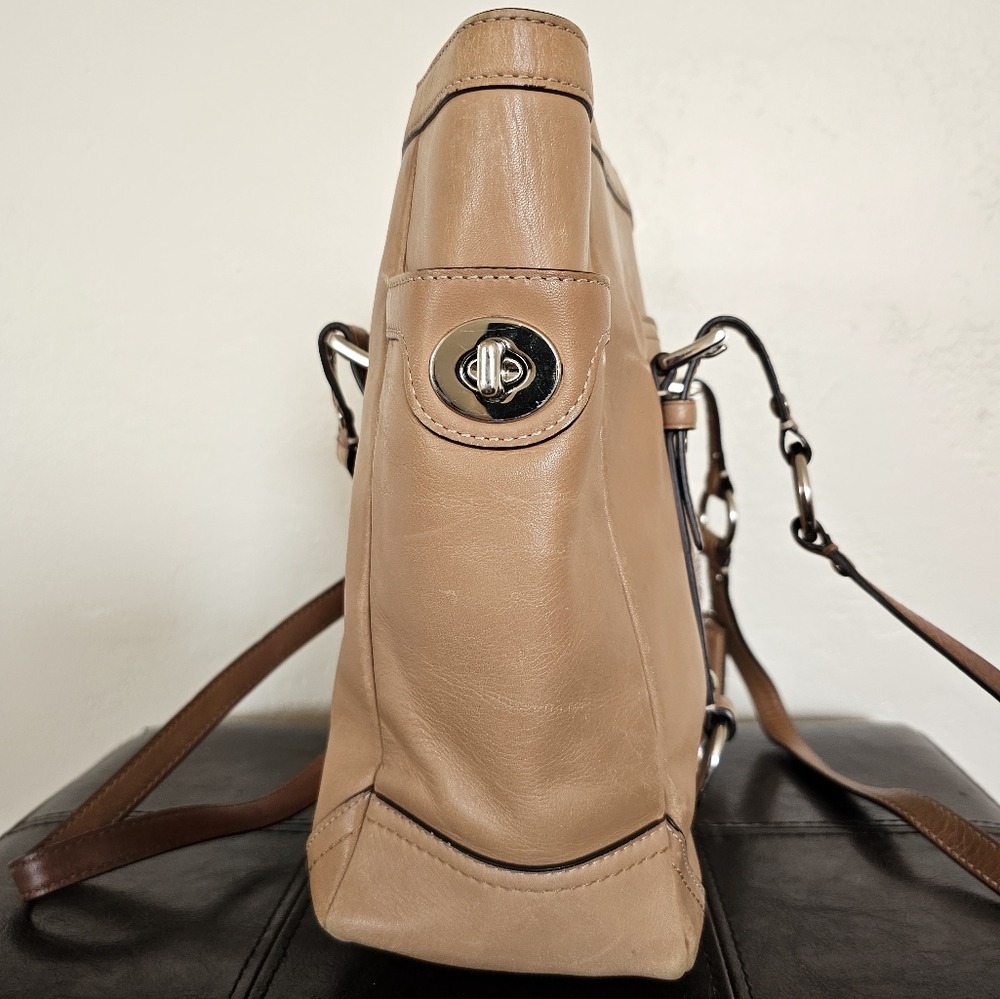 Coach Y2K Elegant Gallery Tote Bag Tan Leather Side Turnlocks Carryall F11524‎ - Picture 5 of 14